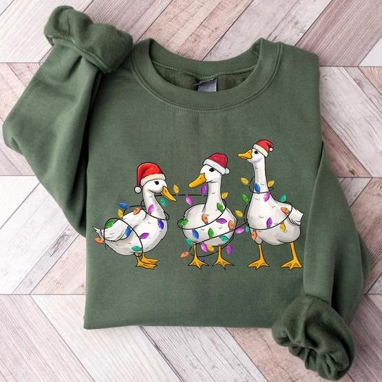 Silly Goose Christmas Sweatshirt, Silly Goose University Christmas Sweater, Thanksgiving 2024 Shirt, Funny Christmas Duck Shirt, Christmas Lights, Chr