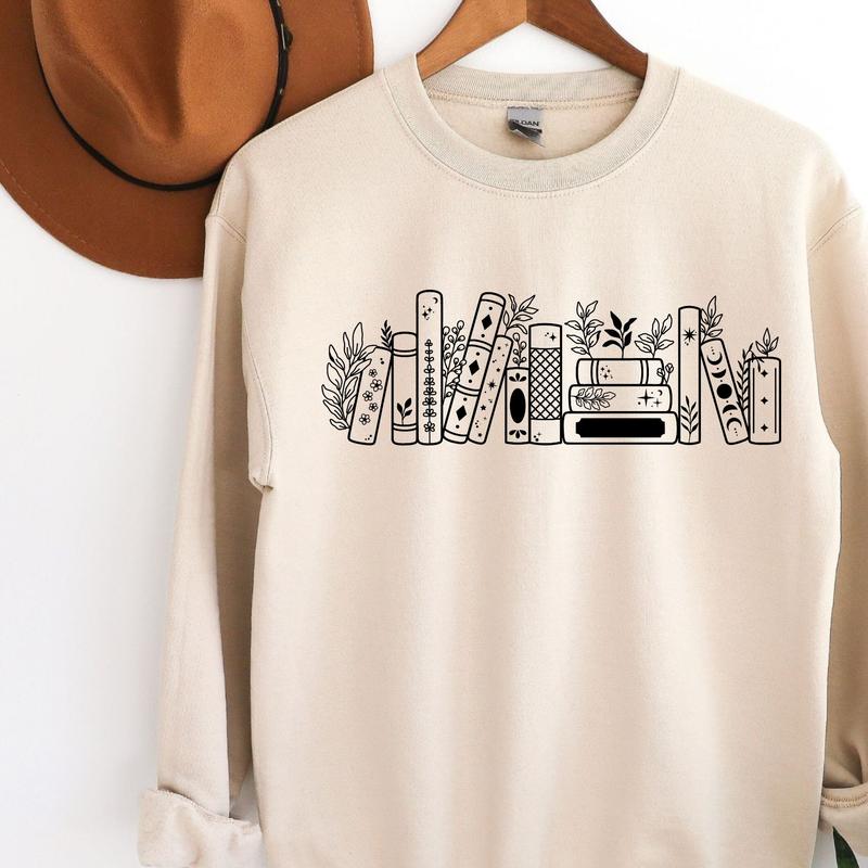 Too Many Books Crewneck in Ivory - Adult Soft Womenswear