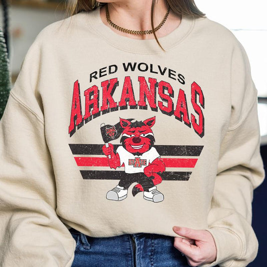 Arkansas State Red Wolves Vintage Football NCAA Sweatshirt, Vintage Sweatshirt NCAA, Classic Sport Sweatshirt, Gifts For Football Fan Sport
