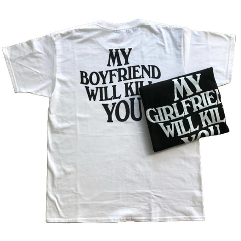 My Boyfriend Will Kll You T-Shirt, Funny Tee, Valentineâ€™s Gift for Girlfriend, Unisex Short Sleeve Top, Womenâ€™s Printed Shirt, Womenswear Printed