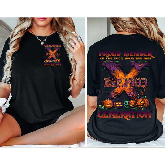 Custom Est.Year 1965-1980 Generation 2 Side Shirt, GenX T-shirt, Halloween Proud Member The Generation X Shirt, Halloween Shirt