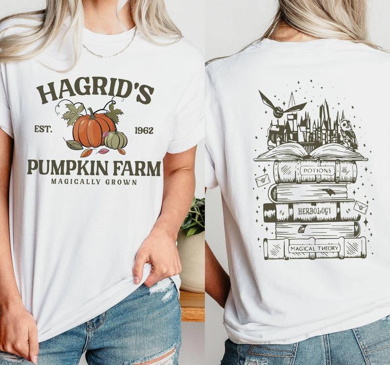 Hagrid's Pumpkin Farm 2side Shirt - Sweatshirt - Hoodie, HP Fan Gift, Potterhead Gift, Magical Wizard Pumpkin Shirt, Est 1962, Halloween Sweatshirt Ho