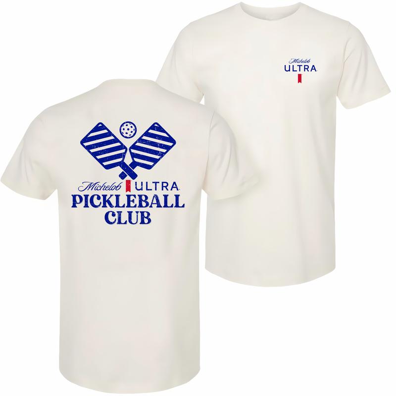 Pickleball Michelob Ultra Club T-shirt - 2 Side - All Sizes Offered - Colors For All - All-weather Gear - Unisex Style Variety - Trendy To Timeless
