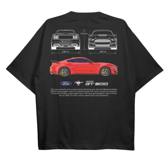 Drive in Style Car-Themed T-Shirts, Mustang Shelby GT500 T-Shirt, Mustang Shelby GT500 Technical Specs T-Shirt, Racing Sport Car Shirt Menswear Top