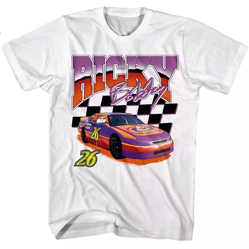 Talladega Nights Ricky Bobby Car 26 Men's T Shirt NASCAR Race Movie Merch Will Classic Cotton Menswear Top Embroidered Hoodie
