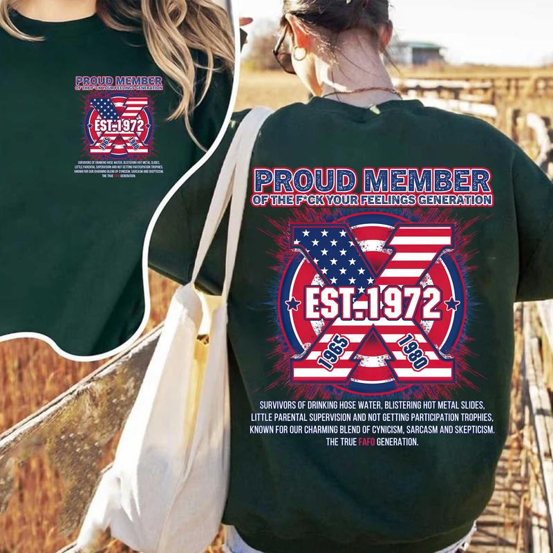 Custom Year FAFO Proud Member Gen X 2 Side T-shirt, 1965-1980 Hose Water Metal Gen X Shirt, Proud Member Flag Generation Shirt