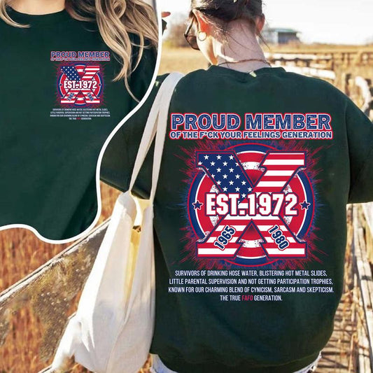 Custom Year FAFO Proud Member Gen X 2 Side T-shirt, 1965-1980 Hose Water Metal Gen X Shirt, Proud Member Flag Generation Shirt
