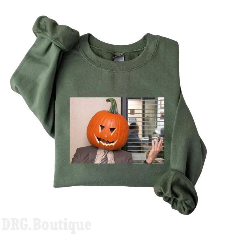 Pumpkin Head CrewNeck, Halloween 2024 Merch Women's Shirt, Halloween Gift Sweatshirt Cotton Fit
