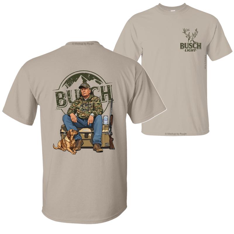 Busch Light Camo Trump Hunting T-Shirt, Trump Won 47th President Election 2 Sided Graphic Printed Unisex Classic Cotton T-shirt