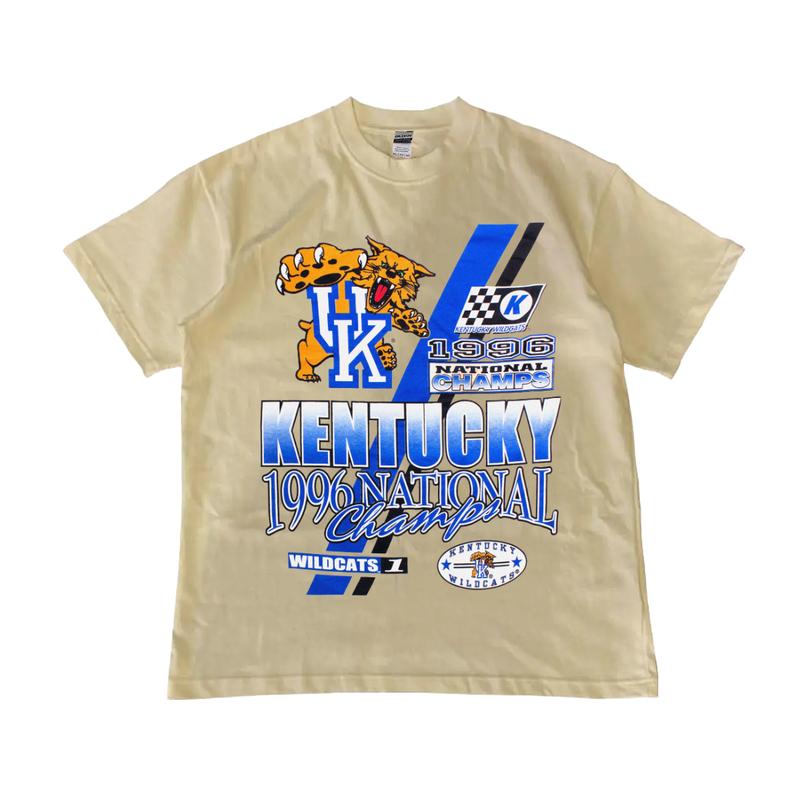 Vintage 1996 Kentucky Wildcats Basketball Champions T-shirt University Menswear Top Streetwear Shortsleeve Sport Basketball Football