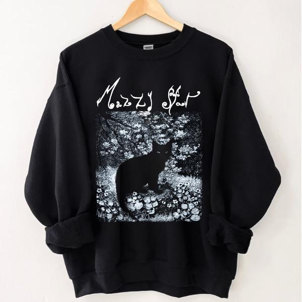 Mazzy Star Cat Sweatshirt , 90s Alternative Rock, Hope Sandoval Tee, Vintage Maz Sweatshirt Cotton Menswear