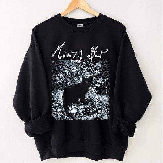 Mazzy Star Cat Sweatshirt , 90s Alternative Rock, Hope Sandoval Tee, Vintage Maz Sweatshirt Cotton Menswear