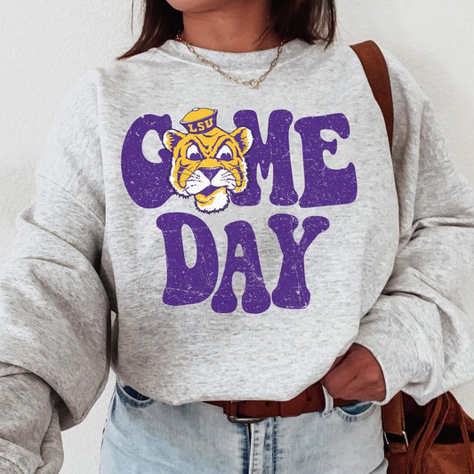 LSU Tigers Vintage College Game Day Football NCAA Sweatshirt, Vintage Sweatshirt NCAA, Classic Sport Sweatshirt, Gifts For Football Fan Sport