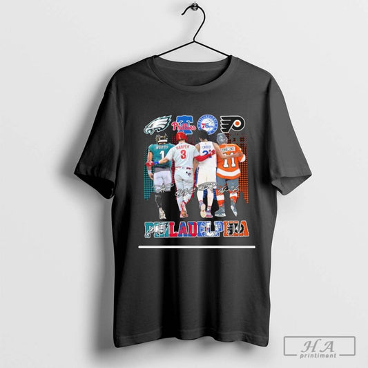 Philadelphia Jalen Hurts Bryce Harper Joel Embiid And Travis Konecny 2024 Signatures Shirt