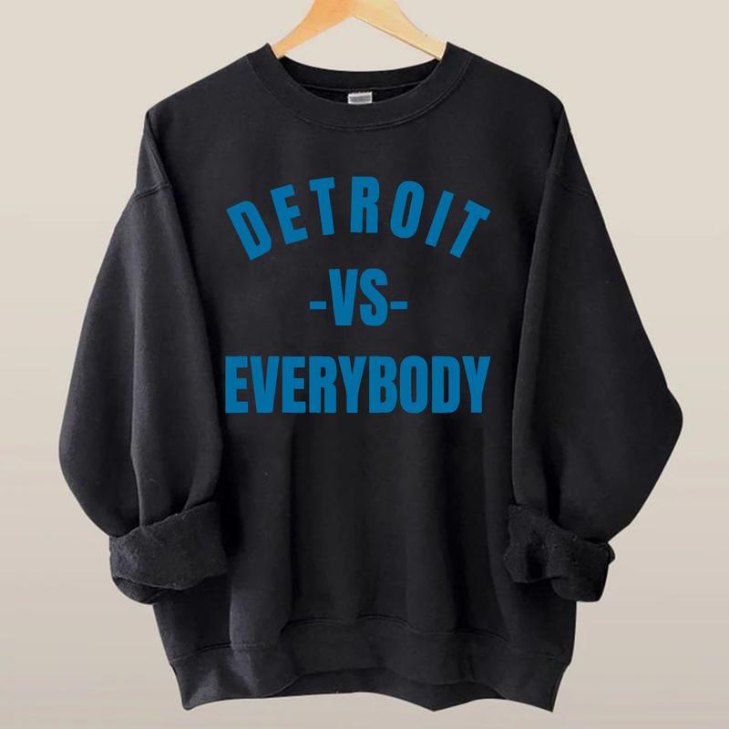 Detroit Vs Everybody Blue Sweatshirt, Vintage Style Detroit Football shirt, Game Day Pullover, Sunday Football