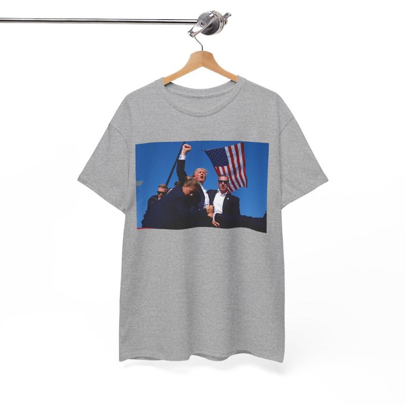 Trump Rally Shooter Tshirt - Trump Survived - Trump 2024 - USA Freedom - Donald J. Trump President Trump Unisex Heavy Cotton Tee