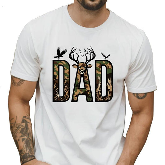 Hunter Dad Cotton T-Shirt, Graphic Deer Hunting, Shirt for Huting Season, Gift for Dad