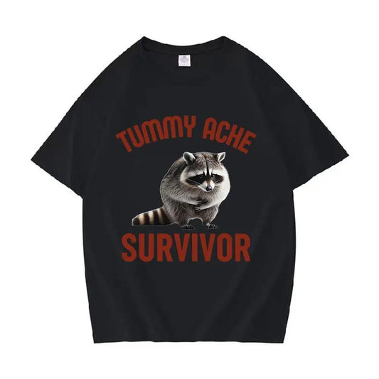 My Tummy Hurts Raccoon Funny Graphic T Shirt Men Women Casual Fashion Clothing T-shirt Tops Men's 100% Cotton Oversized T-Shirts Casual Shortsleeve