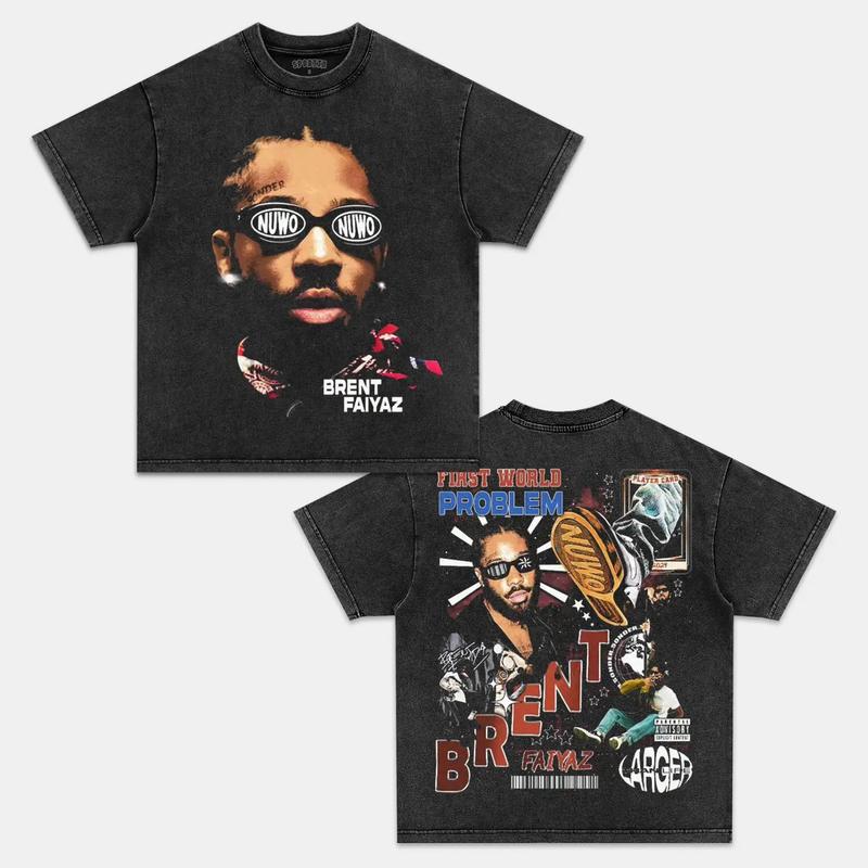 BRENT FAIYAZ V2 Double Printed Short Sleeve Tee Cotton Vintage Shirt To Match Sneaker Hiphop Clothing Rapper Merch Shirt, Hiphop Tour Concert 2024, Gi