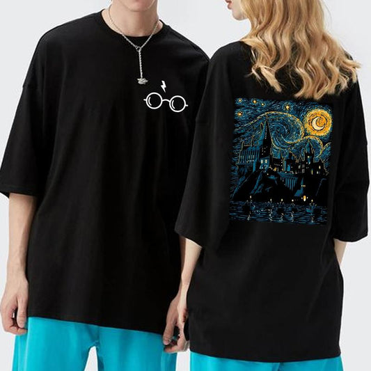 HP Hogwarts Starry Night Sweatshirt Hoodie Shirt, gift for fan Cotton Fit