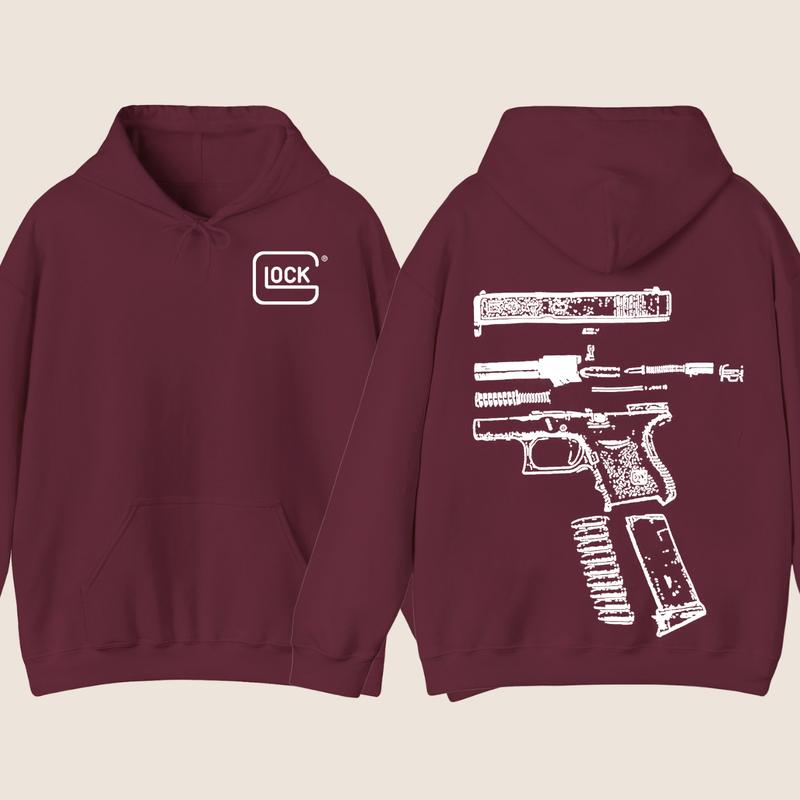 IN GLOCK WE TRUST 2 side Hoodie,Design color Black- White, Hoodie For Men, Menswear Top , GIft For Men,Full color,Hoodie & sweaters Classic Sweatshirt