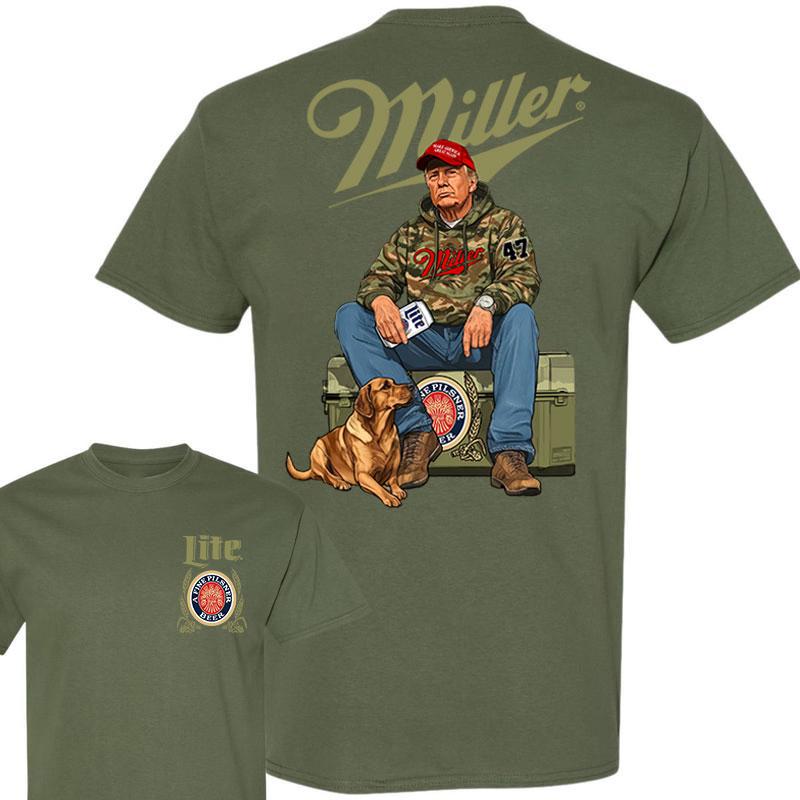 Miller Litee Trump Hunting Camo Unisex shirt, Trump won 47th president Election 2024 shirt, Miller Litee Fuel Hand Drill Dog Hunt Tee, Trump With Loca