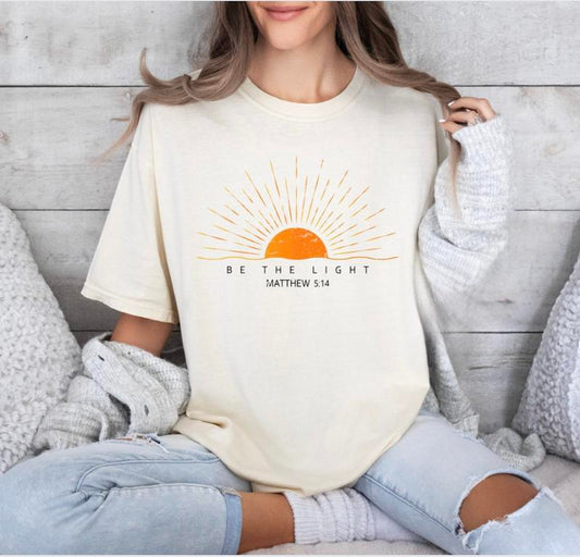Be The Light Matthew 514 Shirt, Inspirational T-shirt, Christian Outfit, Faith Tee, Religious Clothing, Bible Verse Gifts, Full Sizes, Full Colors, Un