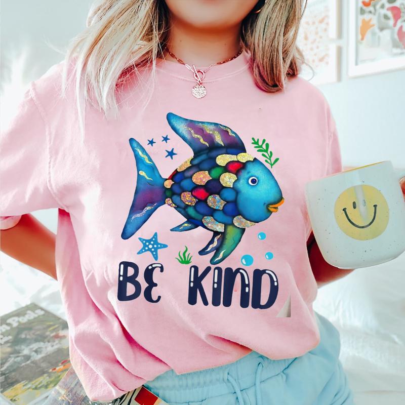 Be Kind Shirt, Rainbow Scale Fish Teacher Reading Book Nostalgia Parody Shirt, Teacher Shirt, Rainbow Fish Shirt, Reading Shirt, Librarian Shirt, Teac