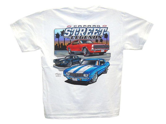 Camaro Street Legends White T-Shirt Chevrolet Chevy 1967 1968 1969 1970 RS SS Z28