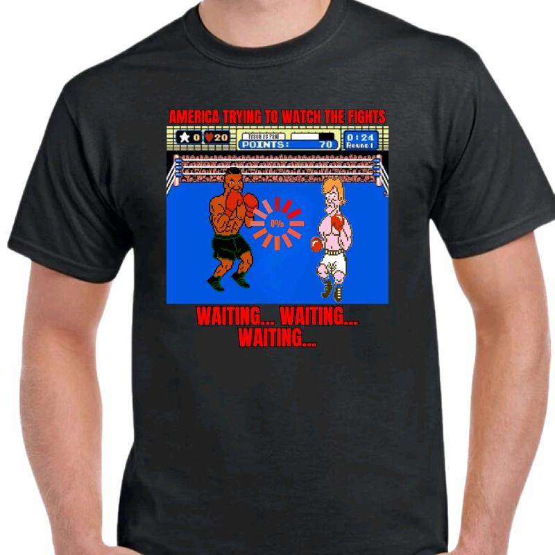 Trying to watch the fights... waiting.... waiting... waiting tshirt. Men's funny T-shirt Cotton Top Menswear casual unisex meme