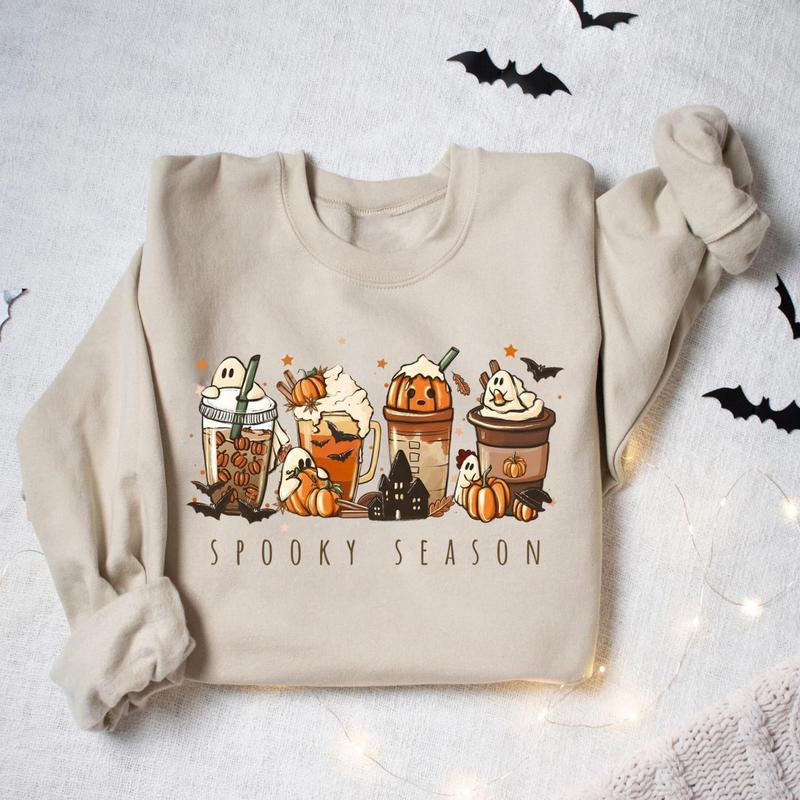 Spooky Season Sweatshirt, Fall Coffee Sweatshirt, Halloween Coffee Sweatshirt, Cute Fall Sweater, Pumpkin Spice Shirt, Iced Coffee Lover Shirt, Spooky