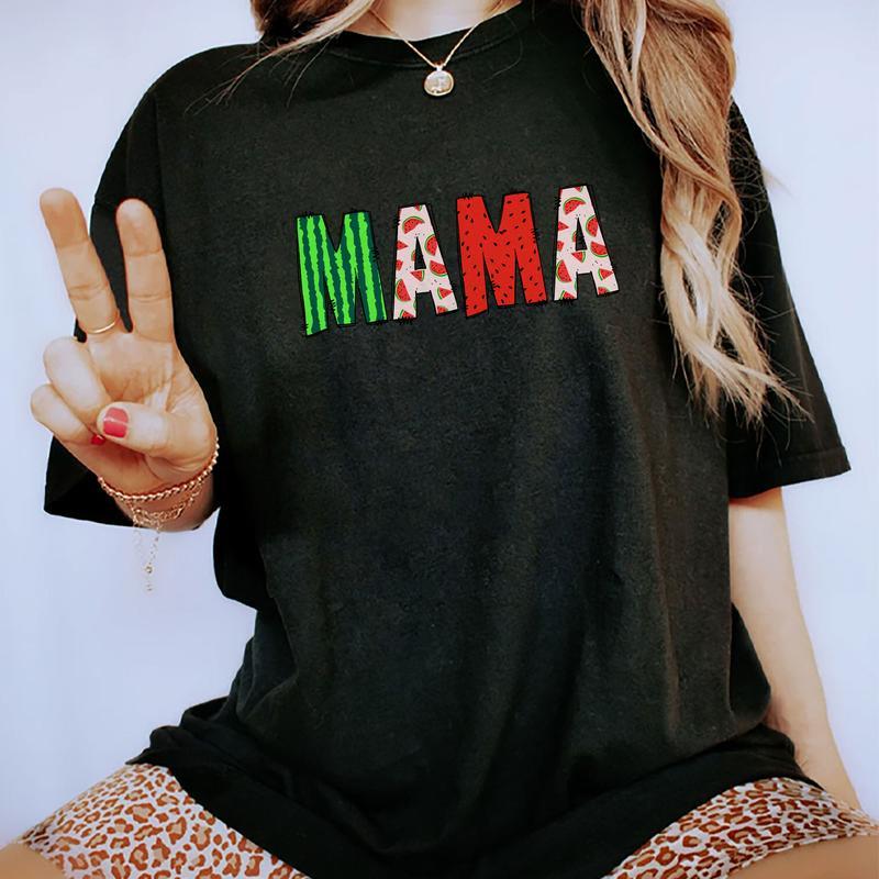 Watermelon Mama Shirt, Watermelon Lover Mom Tee, Fruit Mommy Graphic Tee Women, Summer Vibes Women Unhinged Shirt, Comfy Fabric Oversized Graphic Tee,