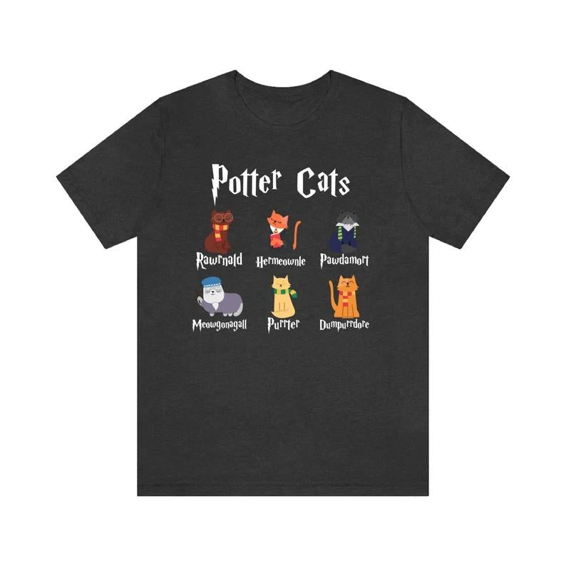 Harry Potter T-Shirt, Potter Cat Birthday Gift, Cotton Shirt, Cat Black Shirt