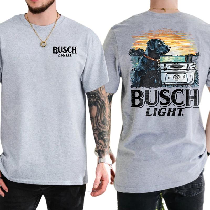 Casual, 2-sided Busch Light Men Limited T-shirt Crewneck, Full Color, For Men ,Gift For men, Casual