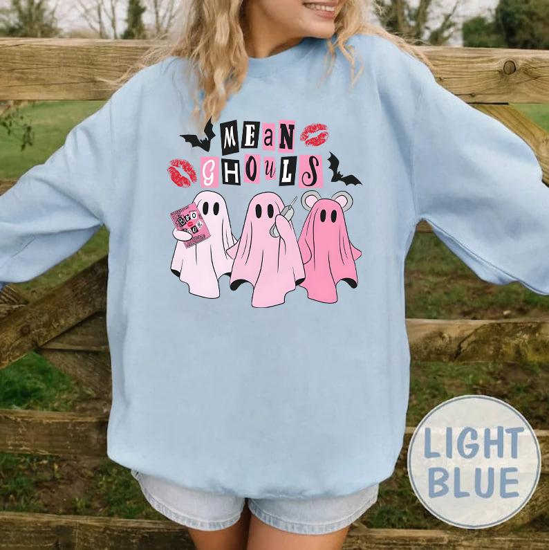 Mean Ghouls Sweatshirt, Cute Pink Ghosts Sweatshirt, Halloween Party Hoodie, Halloween Gifts, Halloween Ghost Sweatshirt, Spooky Season, Halloween Mea