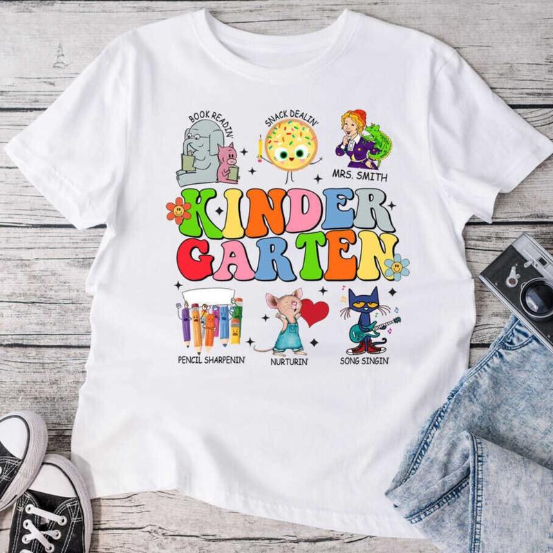 First Day of School for Teachers Children's Books Characters Shirt, Library Elephant Piggie Pigeon, Kindergarten Teacher Shirt, Back To School Gift, R