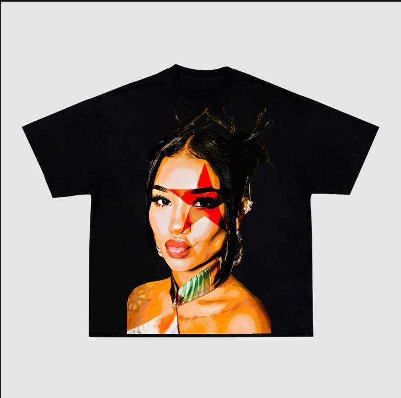 Jhene Rap Shirt - Black Classic Fabric Unisex Novelty Prints Streetwear