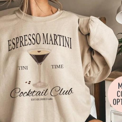 Espresso Martini Cocktail Club Crewneck Sweatshirt, Tini Time Sweatshirt, Martini Drink Lover Sweatshirt, Cocktail and Social Club Sweater, Family Chr