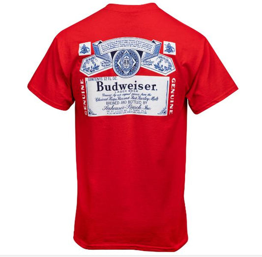 Budweiser Bottle Label Back Print Tee Sweatshirt T-shirt For Men Women - Trendy Styles Available - Extensive Size Options - Gym to Street Wear - For H