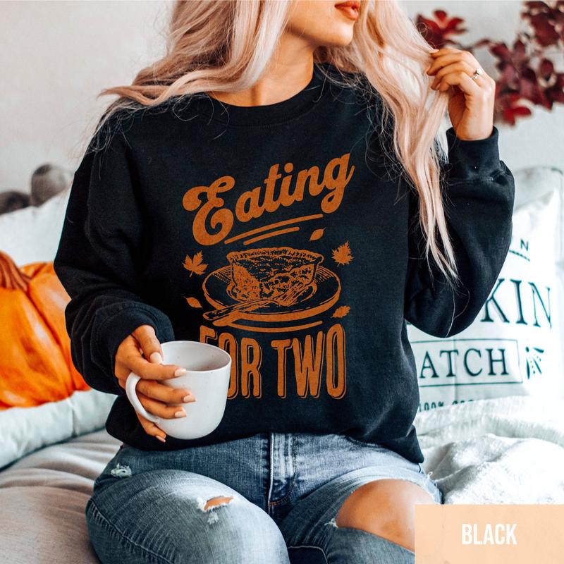 Eating for Two Pregnancy Announcement Shirt, Pregnancy Reveal, Fall Baby announcement Shirt, Fall Maternity Shirt