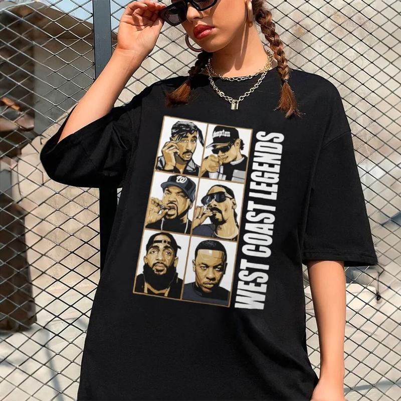 West Coast Legends Hip Hop Graphic Shirt, Gift For Friends, Rapper Old School Shirt, Hip Hop Friends Tee, Unisex Short Sleeve Tee