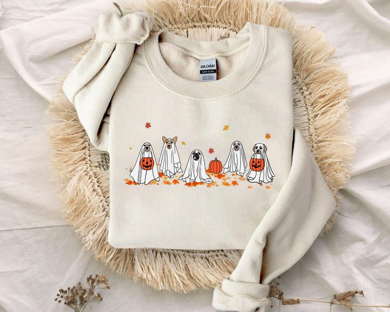 Сute Ghost Dog Shirt, Halloween Shirt, Ghost Shirt, Dog Lovers Shirt, Halloween Dog Shirt, Spooky Season Tee Top Womenswear
