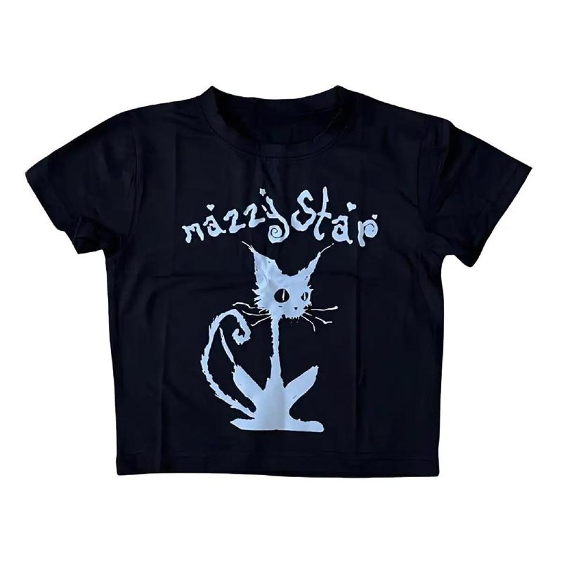 Angel Y2k Mazzy Star Tee - Retro Cat Shirt For 80s 90s 2000s Punk Rock Aesthetic Unisex T-Shirt