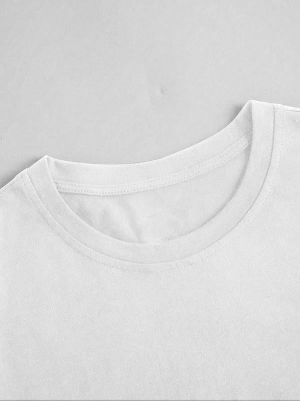 Women's Letter & Book Print Round Neck Tee, Casual Crew Neck Short Sleeve T-shirt, Ladies Summer ClothesÂ for Daily Holiday Vacation Outdoor Wear