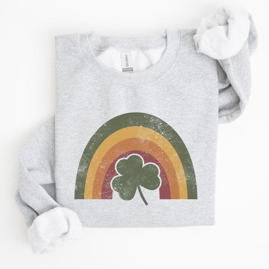 Vintage, Retro, St Patrick's Rainbow, Lucky, St Patrick's Day, Irish Sweatshirt, Women's Crew Neck, Crewneck