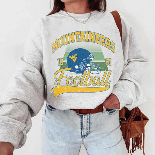 19. West Virginia Mountaineers Vintage NCAA Sweatshirt, University Sports Fan Apparel, Classic Crewneck Gifts