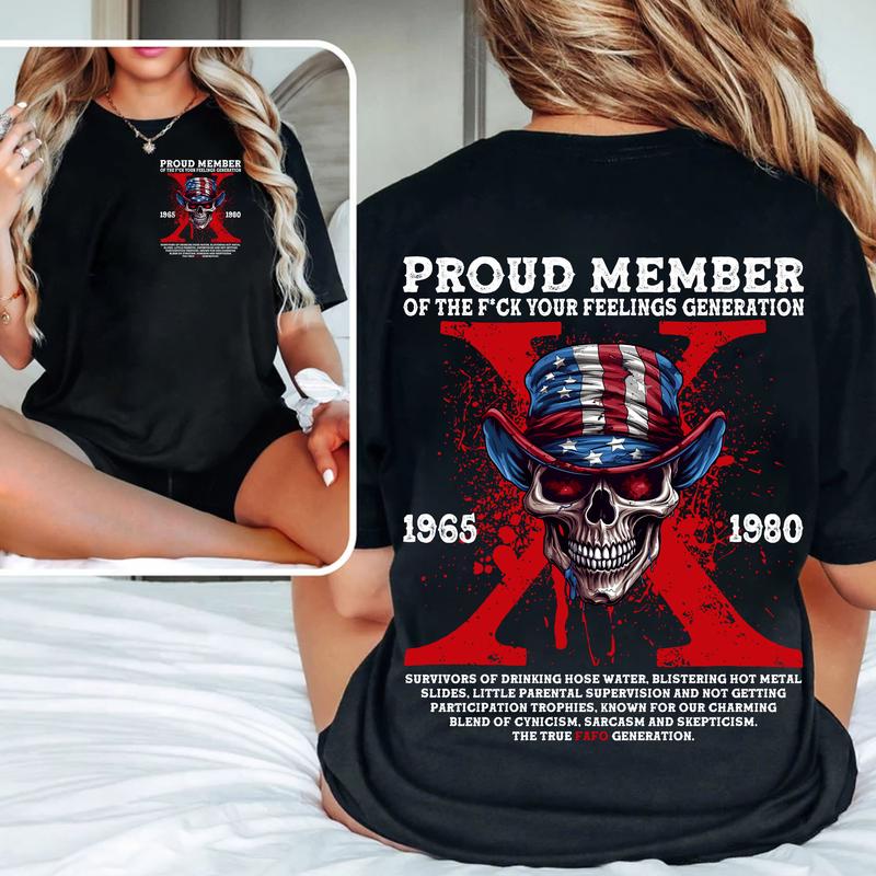 Gen X 2 Side T-shirt, Proud Member Flag Generation X Collection Shirt, Gen X Shirt, Flag Proud Member Generation 1965-1980 Shirt