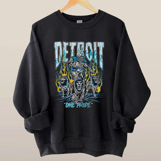 Detroit One Pride Sweatshirt, Skeleton Shirt, Vintage Design, Vintage Detroit Clothing, Cute Detroit Gift, Gift For Her Crewneck