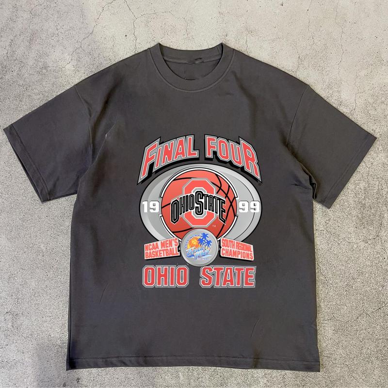 Vintage 1999 Ohio State UniversityCotton NCAA T-Shirt Streetwear Menswear Top Shortsleeve Sports Tshirt Classic Tee Casual