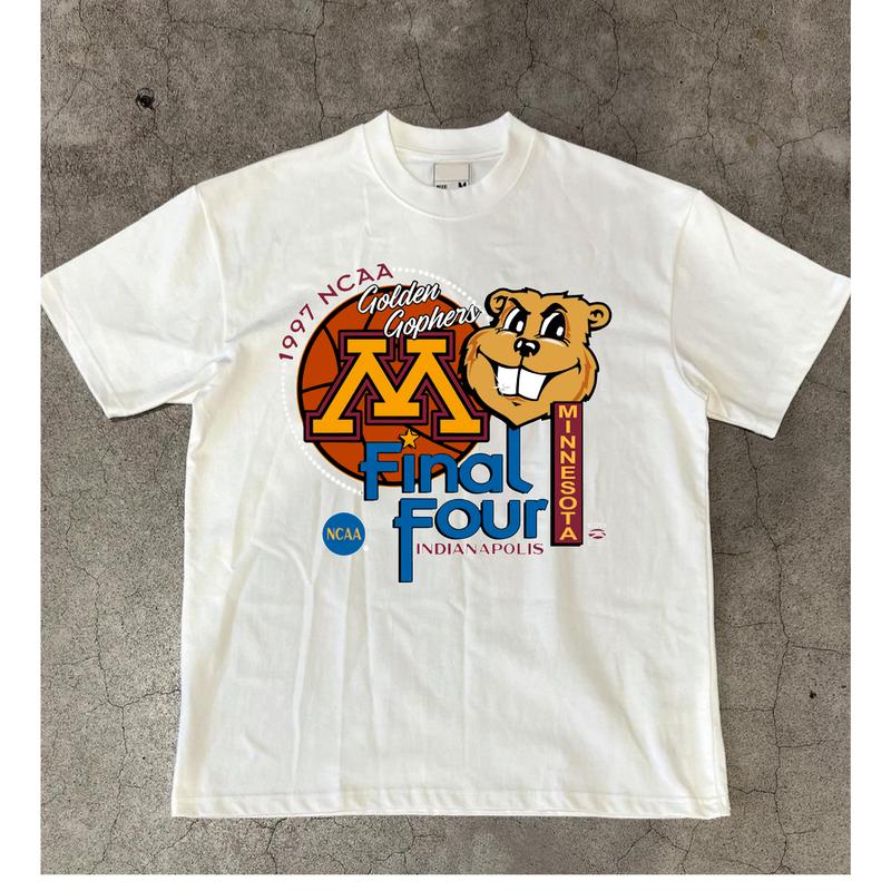 NCAA Final Four Indianapolis Minnesota T-shirt Basketball Top Menswear Fitted Medium Short Sleeve Street Style Tee Underwear Streetwear 90s vintage